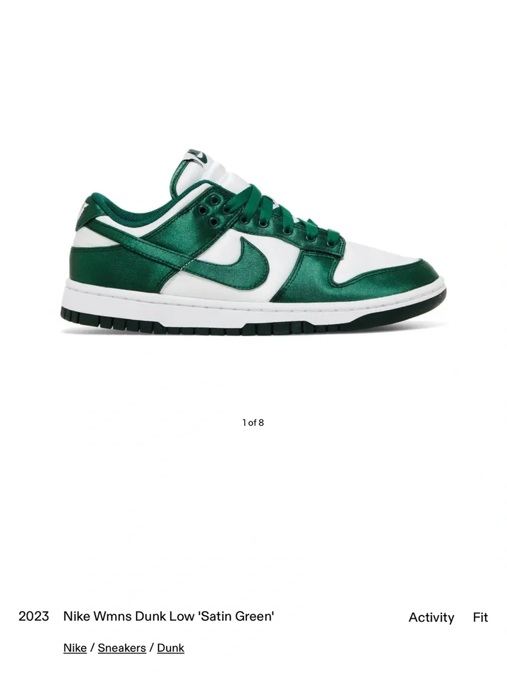 Nike Satin Green & White Dunk Low Women's Sneakers